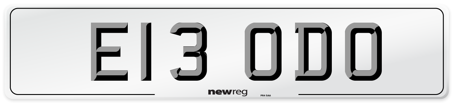 E13 ODO Number Plate from New Reg